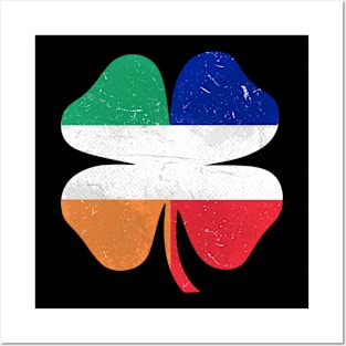 French Irish Shamrock France Ireland St. Patrick's Day Posters and Art